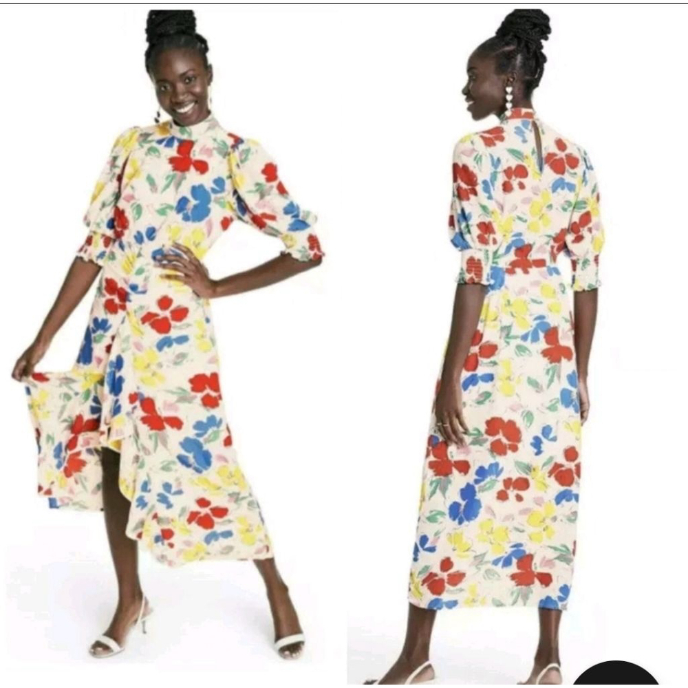 RIXO Target Floral High Low Dress White Multicolor Size 6